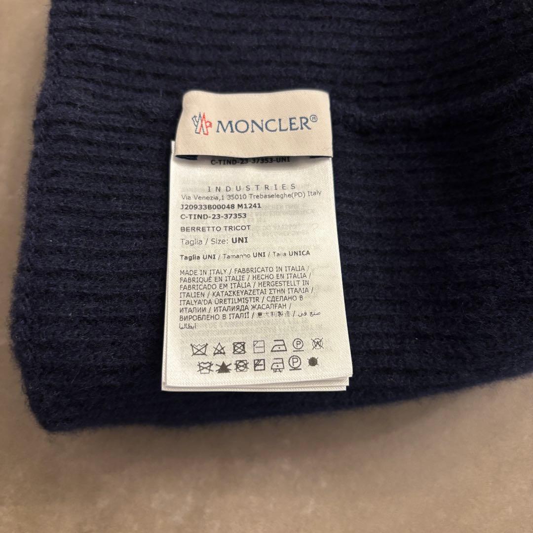 ★極美品★MONCLER ロゴワッペン ニットキャップ ダークネイビー 正規品