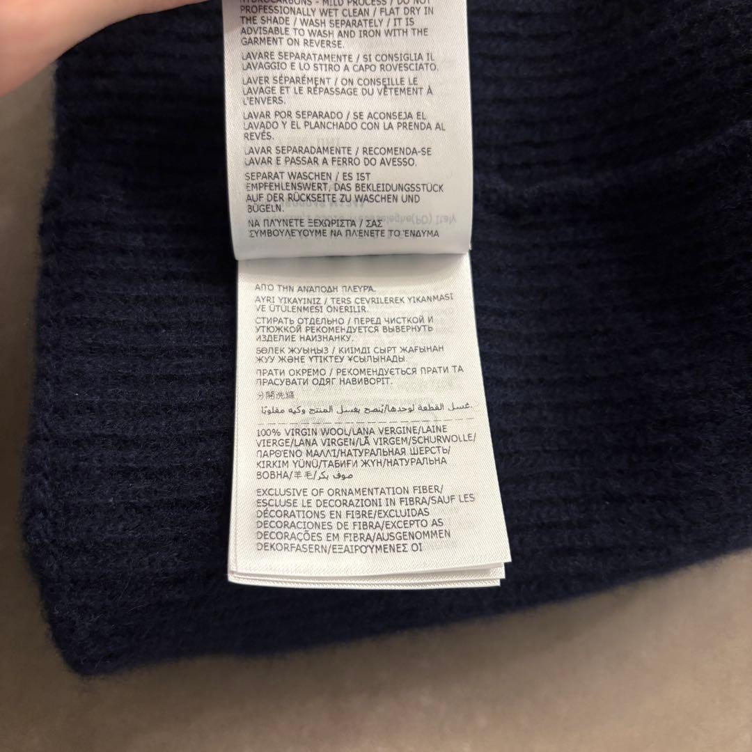 ★極美品★MONCLER ロゴワッペン ニットキャップ ダークネイビー 正規品