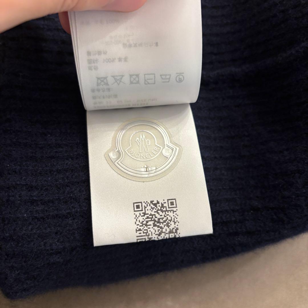 ★極美品★MONCLER ロゴワッペン ニットキャップ ダークネイビー 正規品