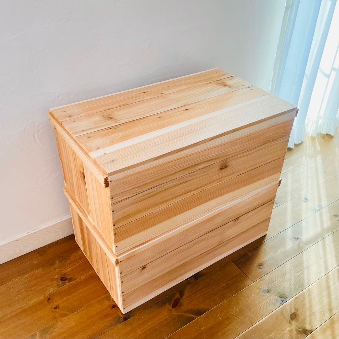 新品 蓋付 りんご箱 A4 サイズ 4箱 / 収納 木箱 ケース ボックス 箱