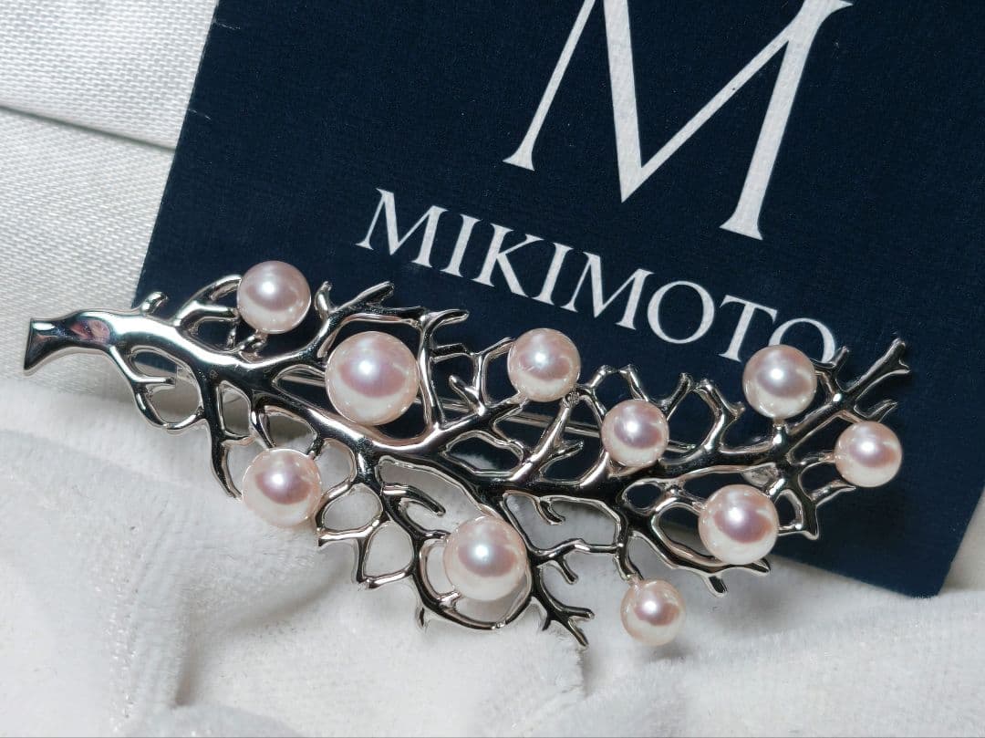 【極美品 最高級】ミキモト ブローチ パール リーフ フォーマル 皇室御用達