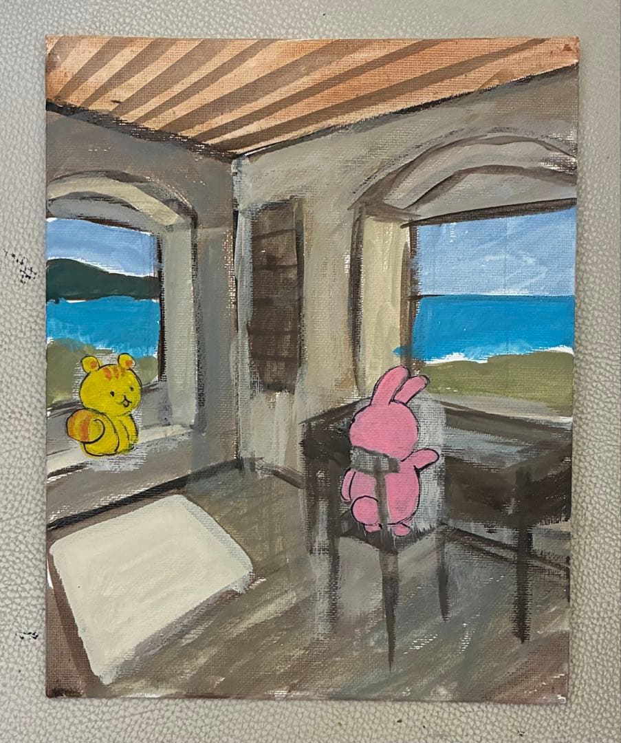 アクリル画合作　イワフネカナメ x モモ