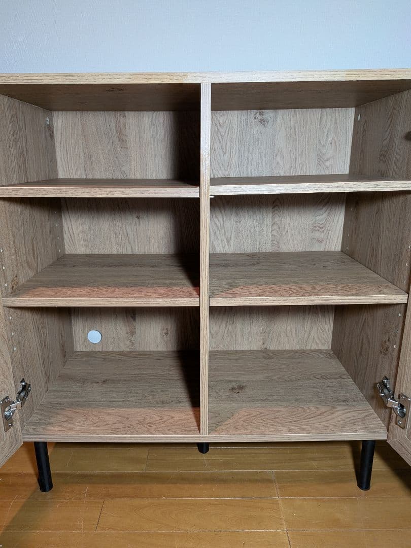 《送料込》LOWYA ラタン調キャビネット リビングボード 棚 収納ロウヤ