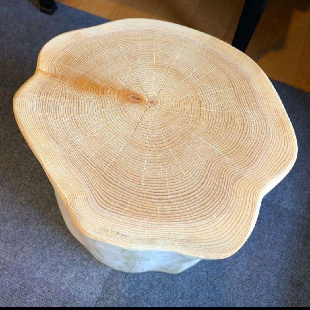 天然ヒバ　切り株　丸太　椅子　スツール　テーブル　高さ約33㎝