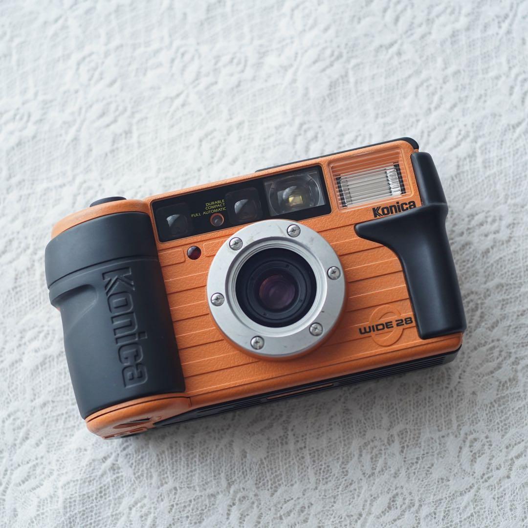 【撮影・OH済み】Konica Wide 28 希少なオレンジ フィルムカメラ