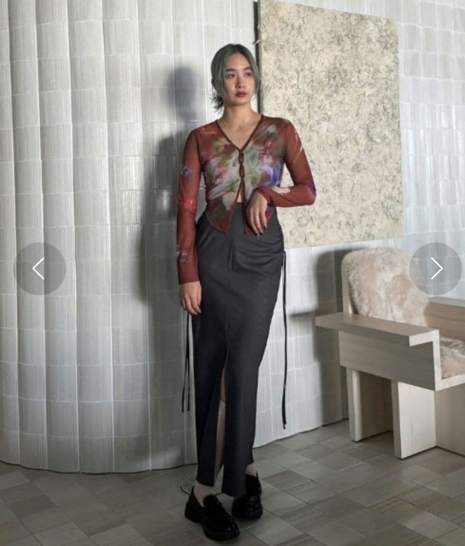 2WAY SMOKE FLOWER SHEER TOP　ameri