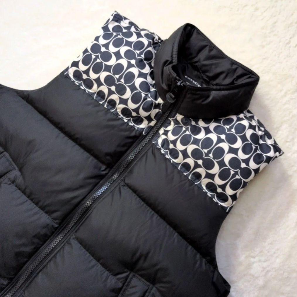 【極美品】COACH コーチ シグネチャー ダウンベスト XL 黒 メンズ