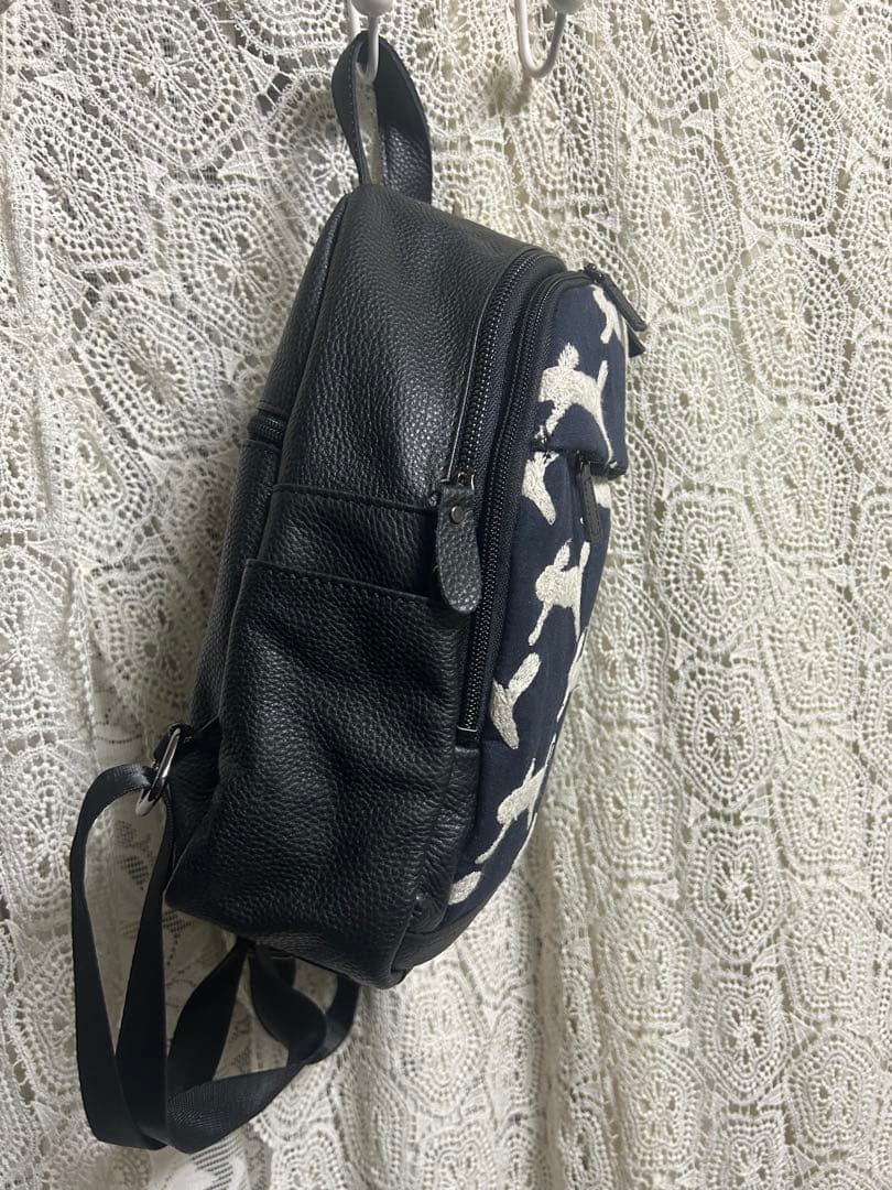 51112Bミナペルホネンハーフハンドメイド 本革リュックrun run run