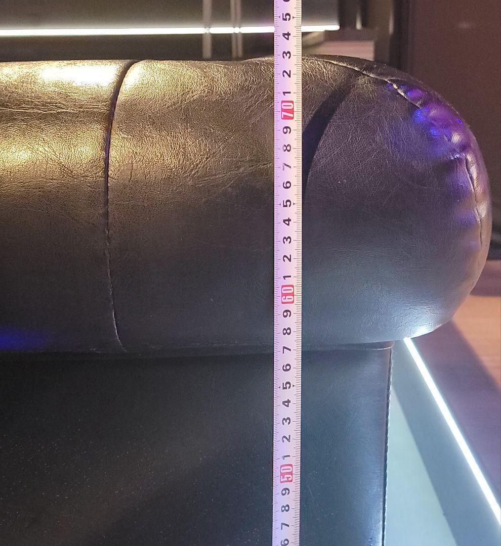 MA様 2個セット 2人掛 黒革 高級アンティークチェスターフィールドソファー