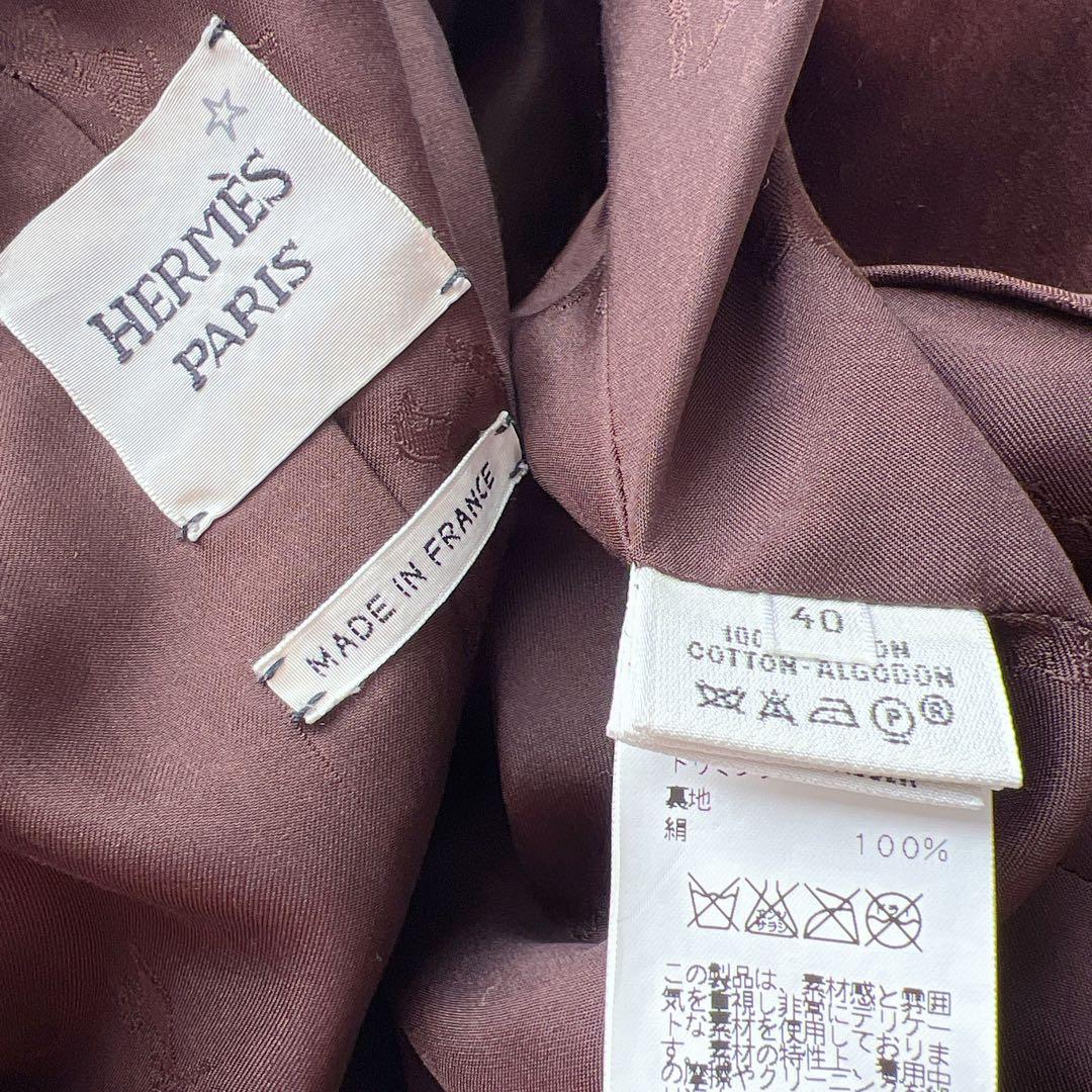 美品　HERMES エルメス　ベロア　上質の極み ジャケット　レザー　冬の光沢