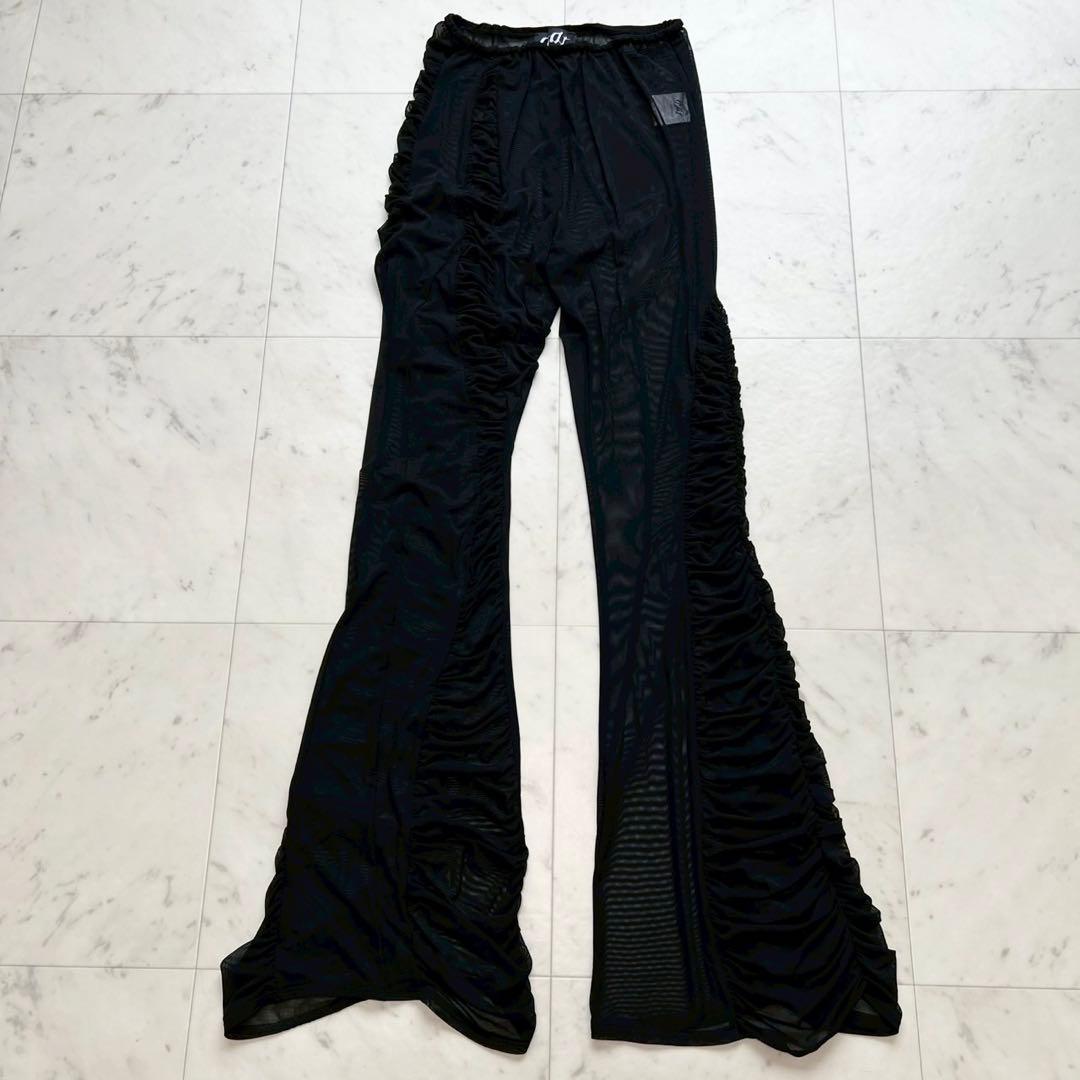 DIDU 2021 メッシュフレアパンツ レギンス アシメギャザーデザイン