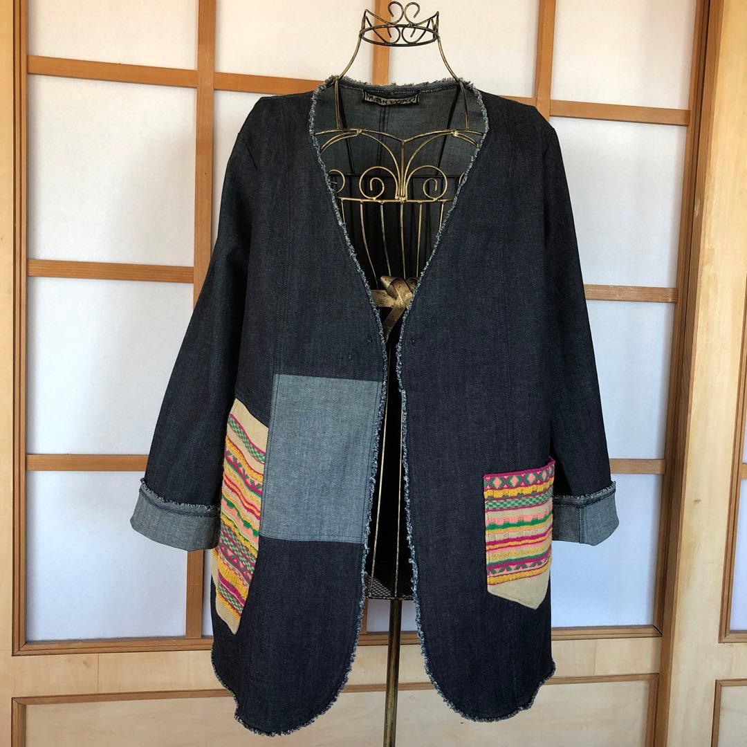 新品　エムアンドキョウコ　レディース　洗える　デニム　ジャケット　ライトアウター