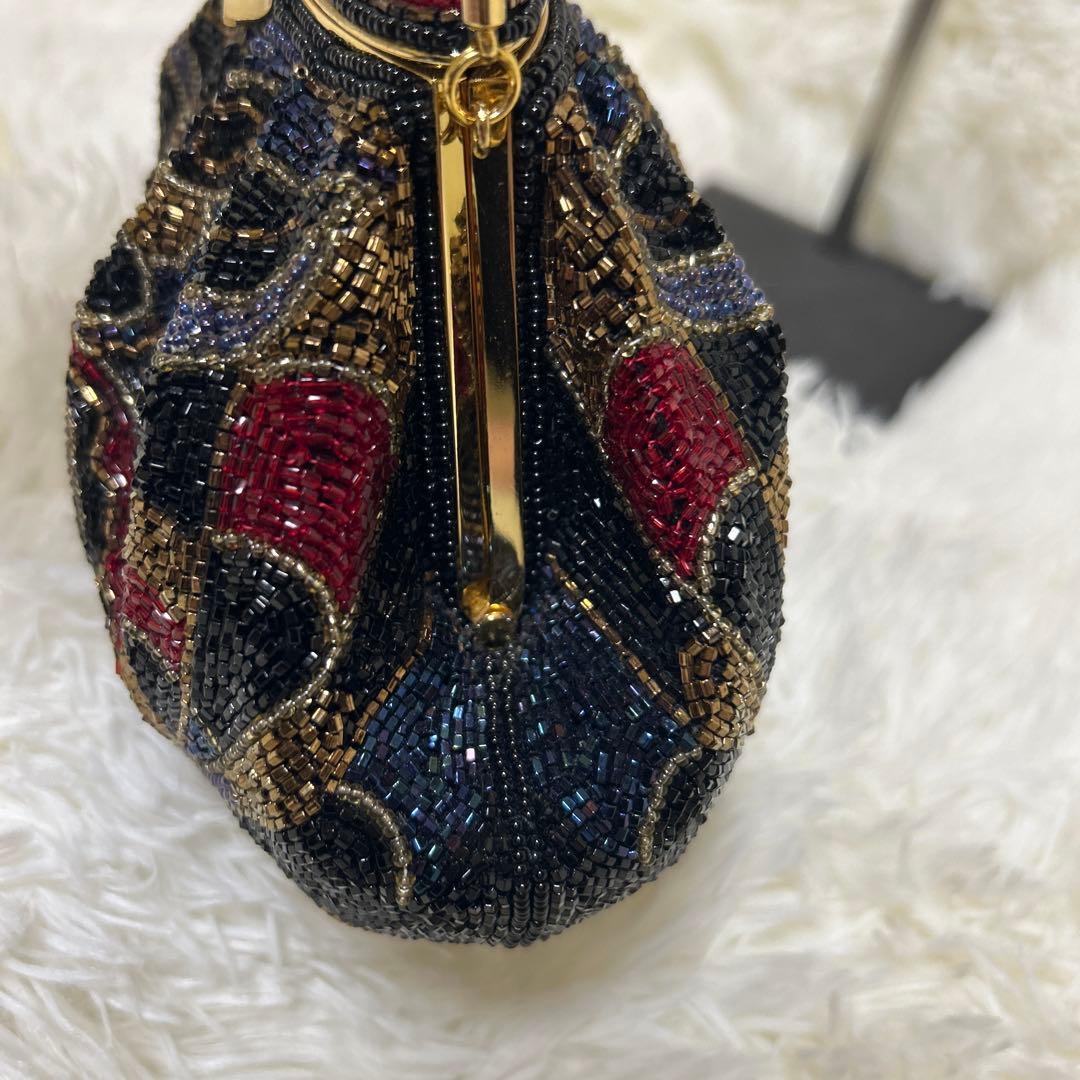 【極美品】ビーズ　ハンドバッグ　LUMY はしもと　パーティー　モルティ