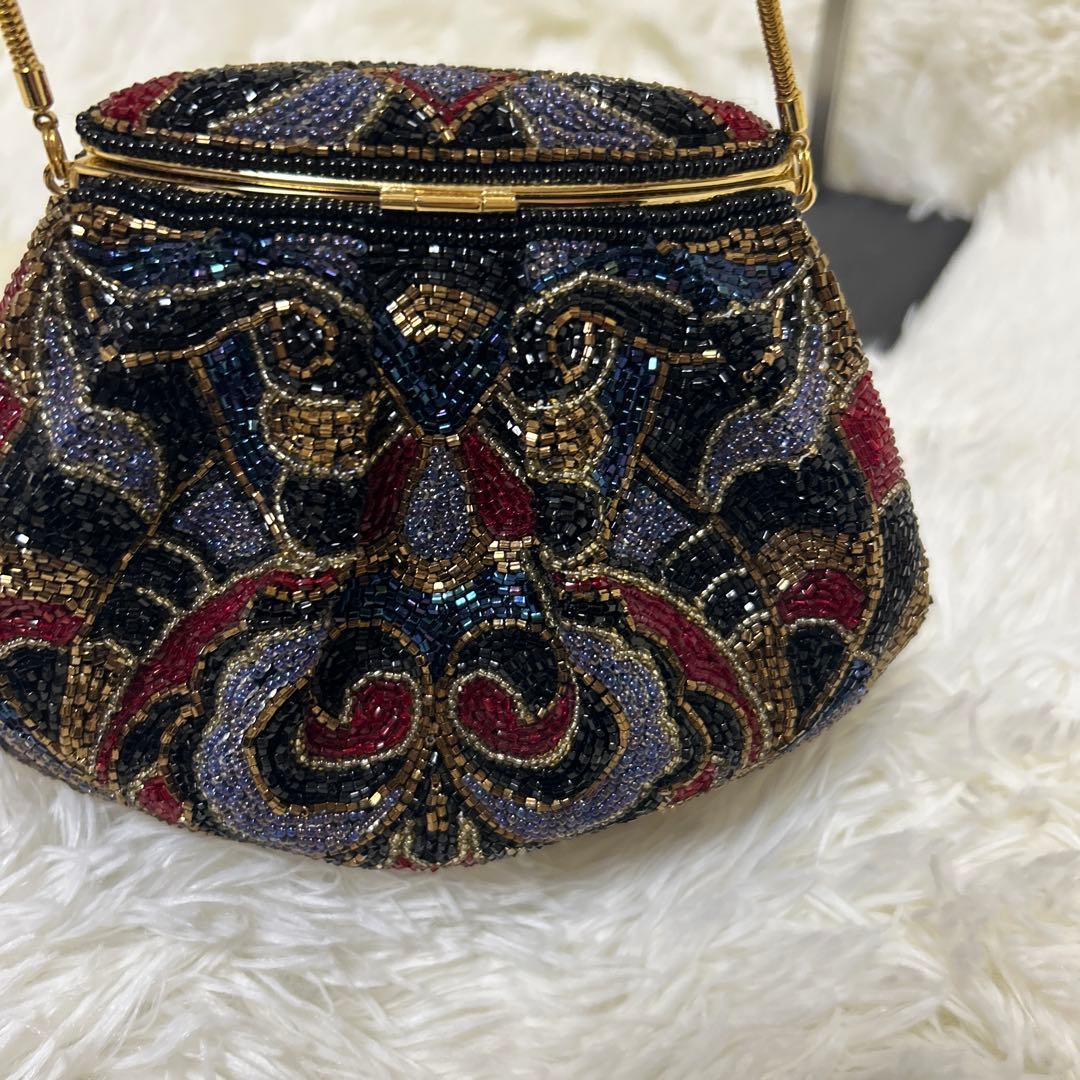 【極美品】ビーズ　ハンドバッグ　LUMY はしもと　パーティー　モルティ