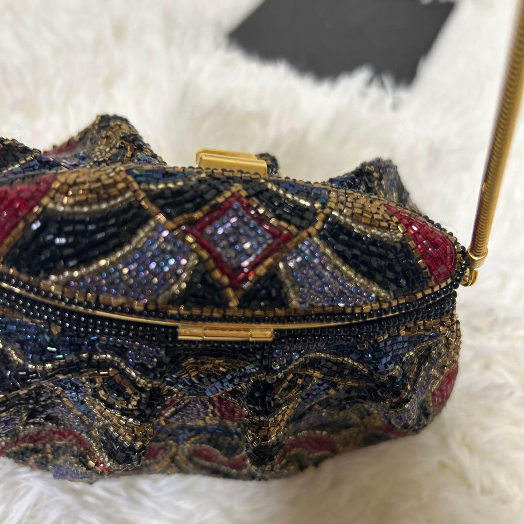 【極美品】ビーズ　ハンドバッグ　LUMY はしもと　パーティー　モルティ