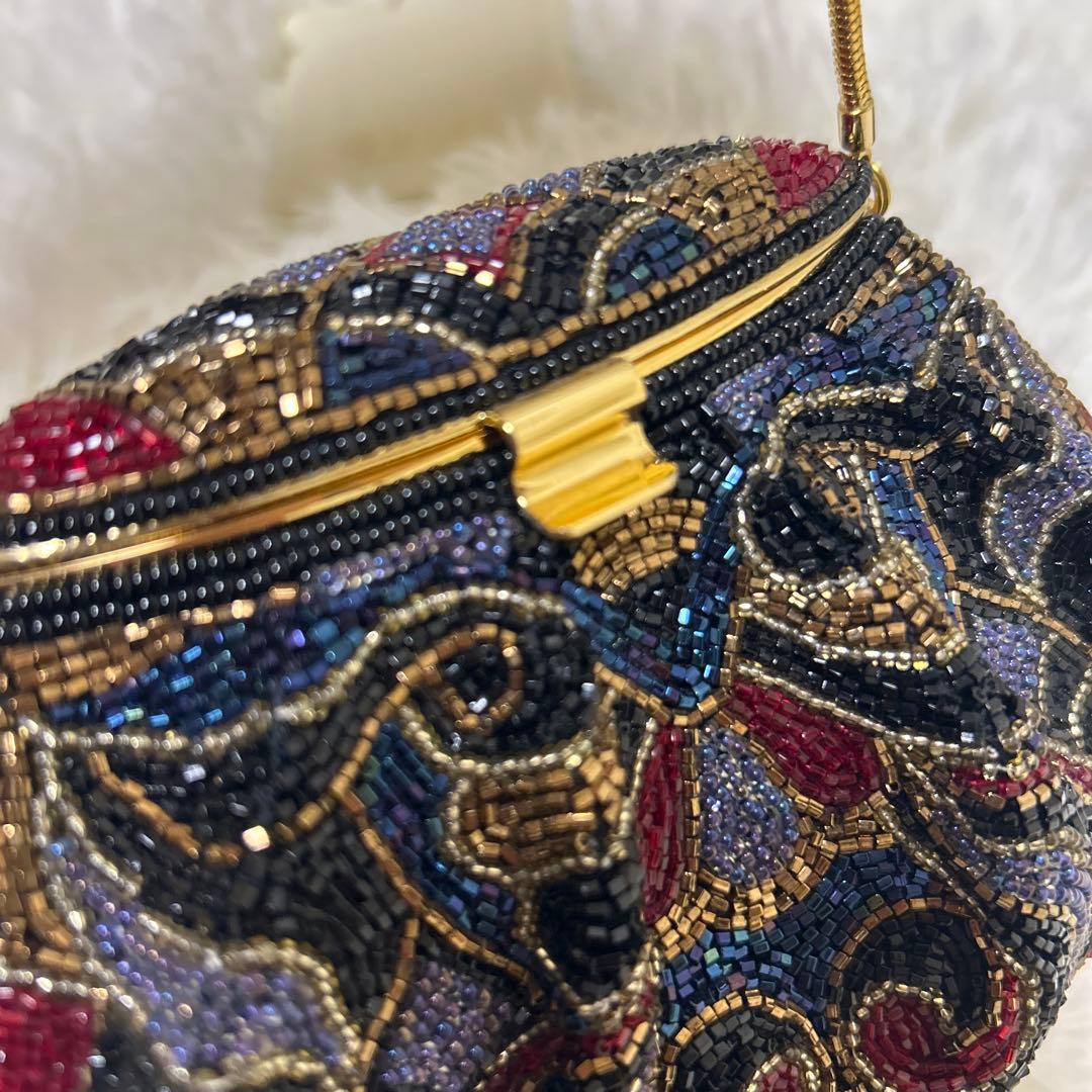 【極美品】ビーズ　ハンドバッグ　LUMY はしもと　パーティー　モルティ