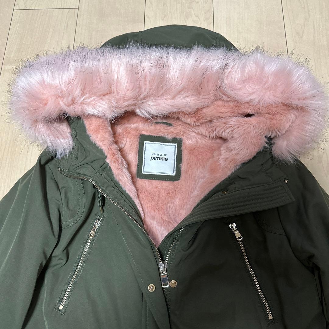 ❁M❁ さま専用pimkie ピンキー ピンクファー付 ミリタリー モッズコート