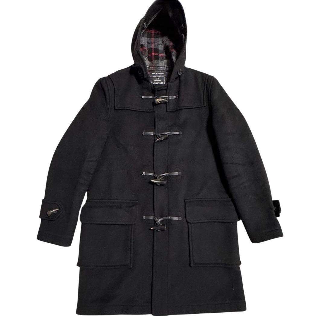 Gloverall ダッフルコート チェック フード 水牛トグル ブラック M