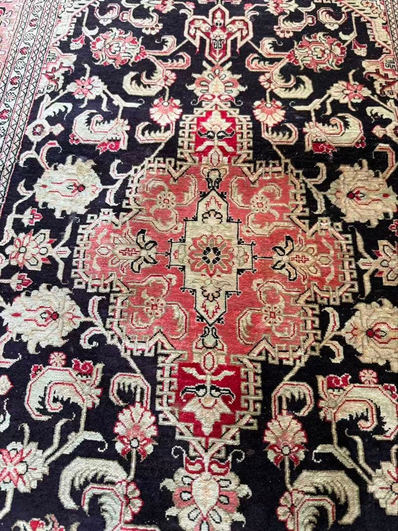 DT515 ペルシャ絨毯 クム イラン 125×73cm シルク 絹100%