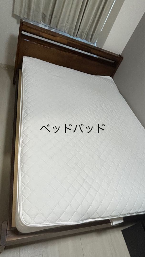 木製ダブルベッドフレーム、マットレス　その他付属品