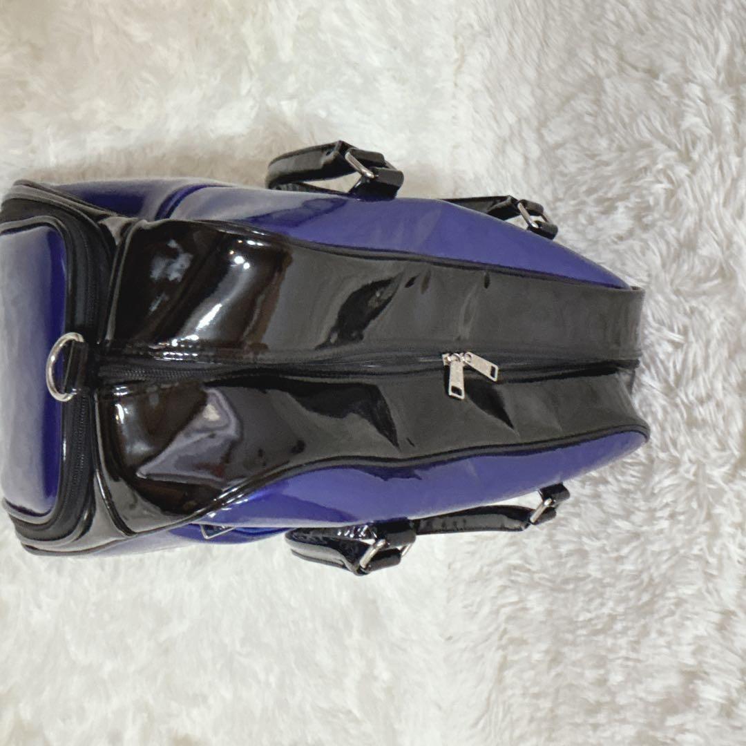 美品パーリーゲイツ ゴルフ衣類用ボストンバッグ エナメル ブルー