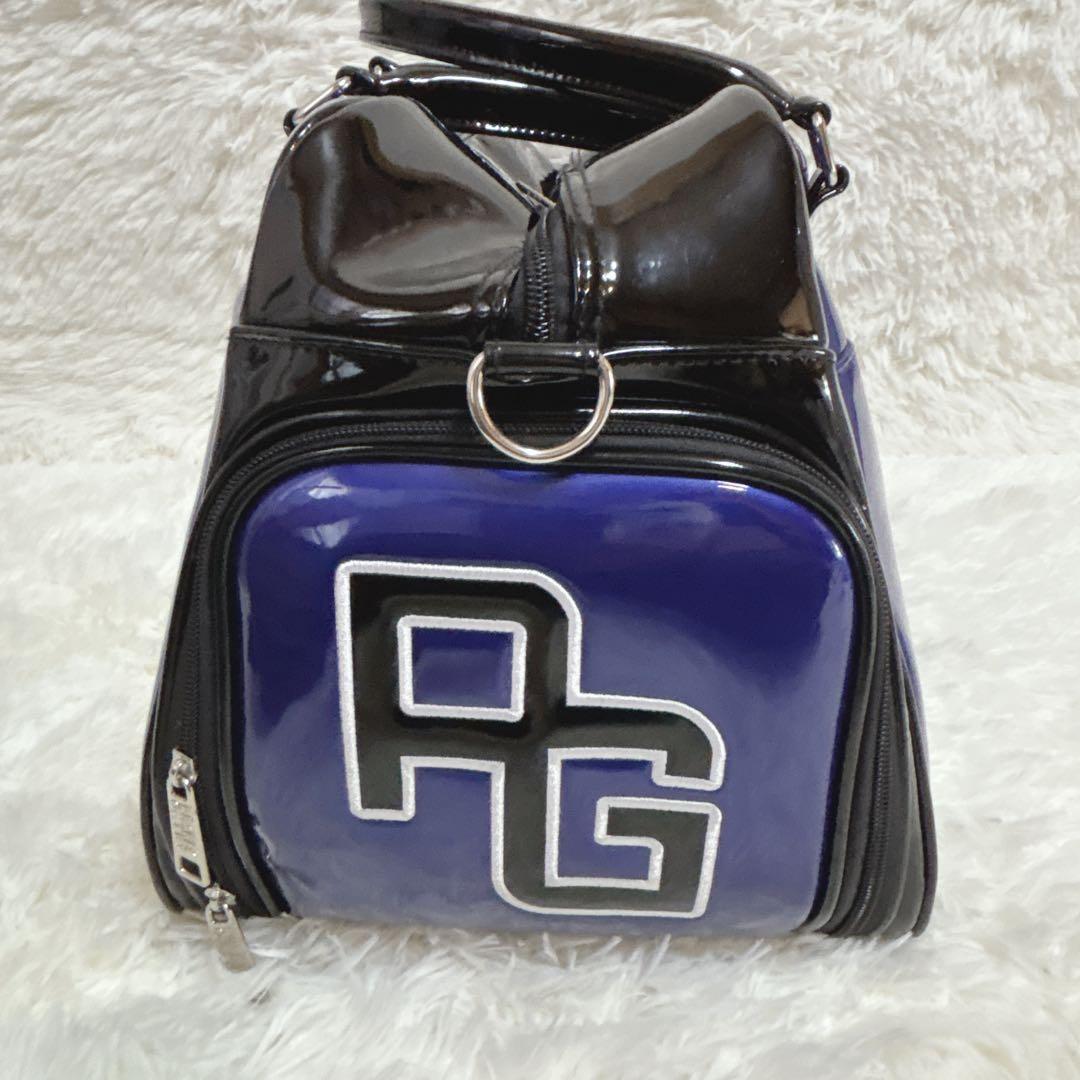 美品パーリーゲイツ ゴルフ衣類用ボストンバッグ エナメル ブルー