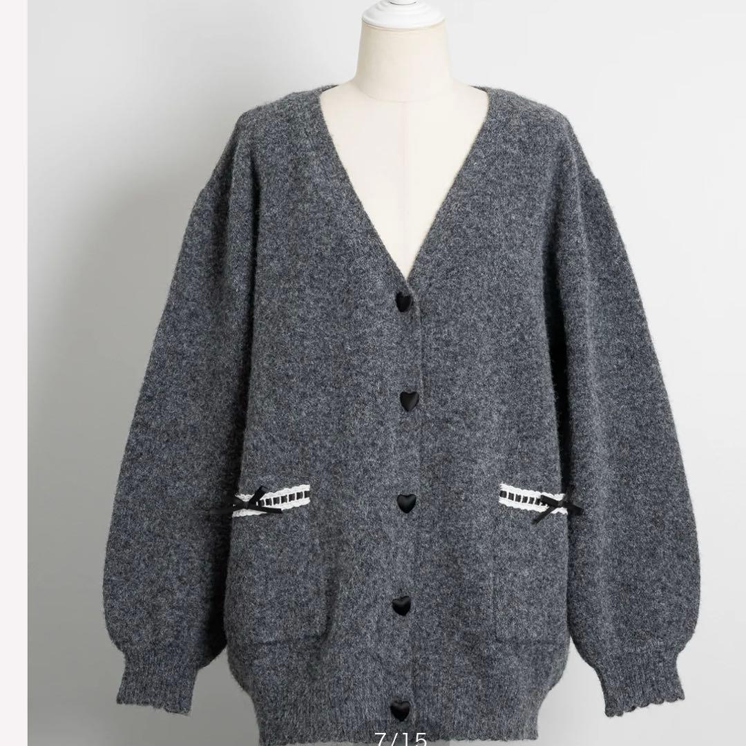 pium ハートボタンオーバーサイズカーディガン