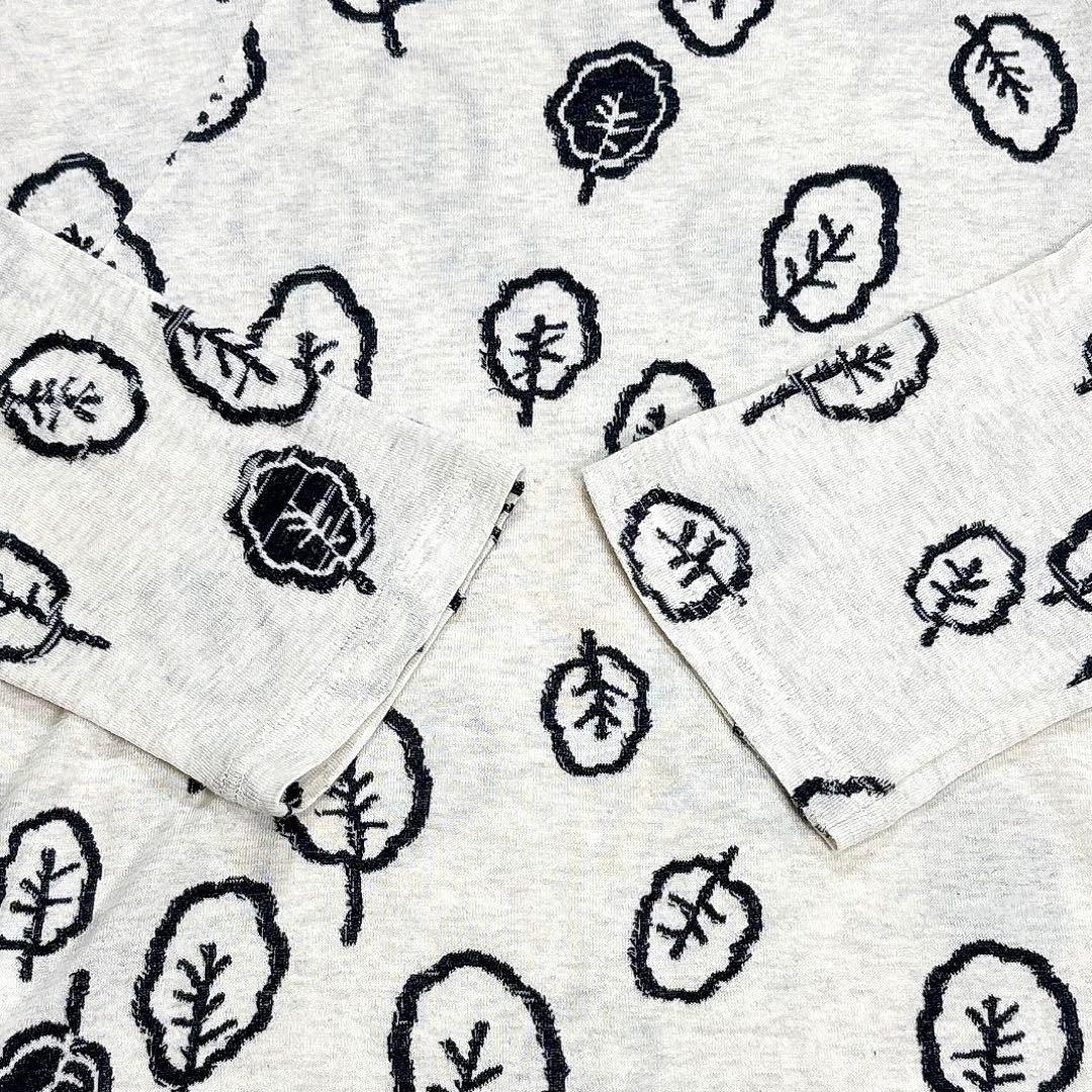 慈雨　センソユニコ　チュニック　カットソー　ハイネック　変形　総柄　木の葉柄