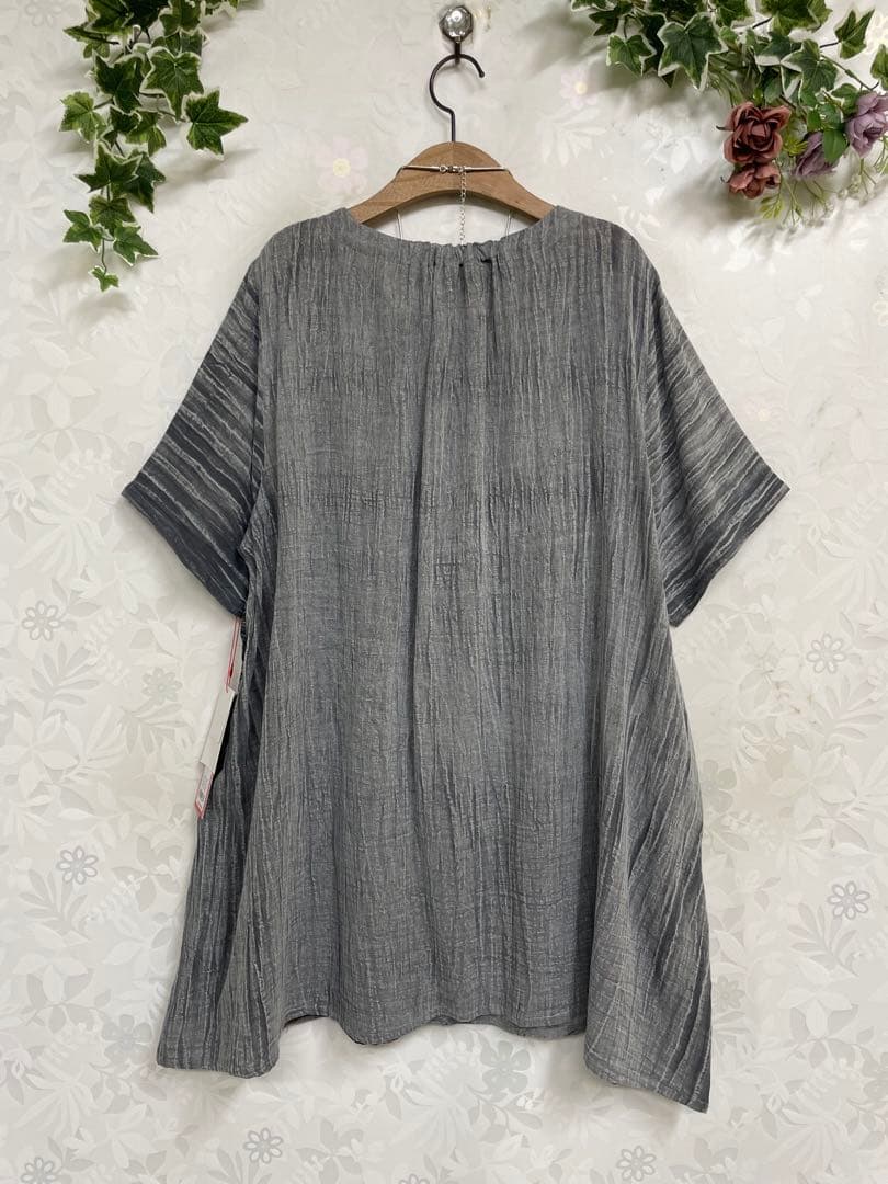 花938新品koibitomisaki 綿麻 刺繍付きAラインTU/951