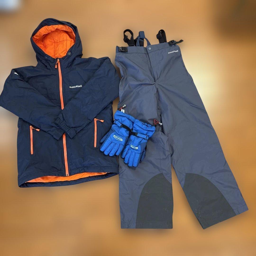 Montbell 子ども用スキーウェアセット　手袋付き