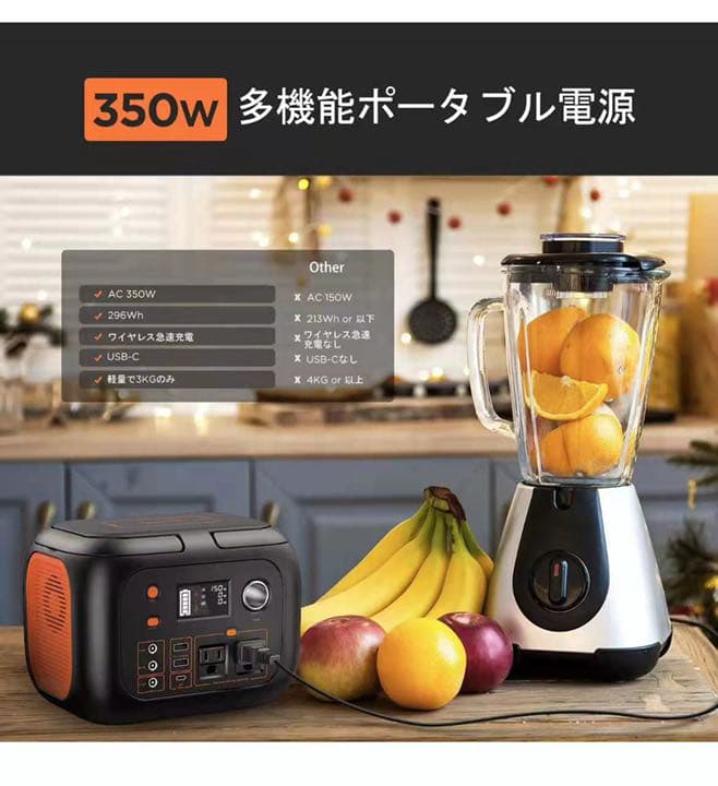 ワイヤレス充電付き大容量80000mAh‼️コンパクト軽量ポータブル電源