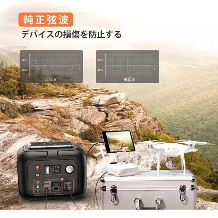 ワイヤレス充電付き大容量80000mAh‼️コンパクト軽量ポータブル電源