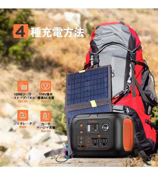 ワイヤレス充電付き大容量80000mAh‼️コンパクト軽量ポータブル電源