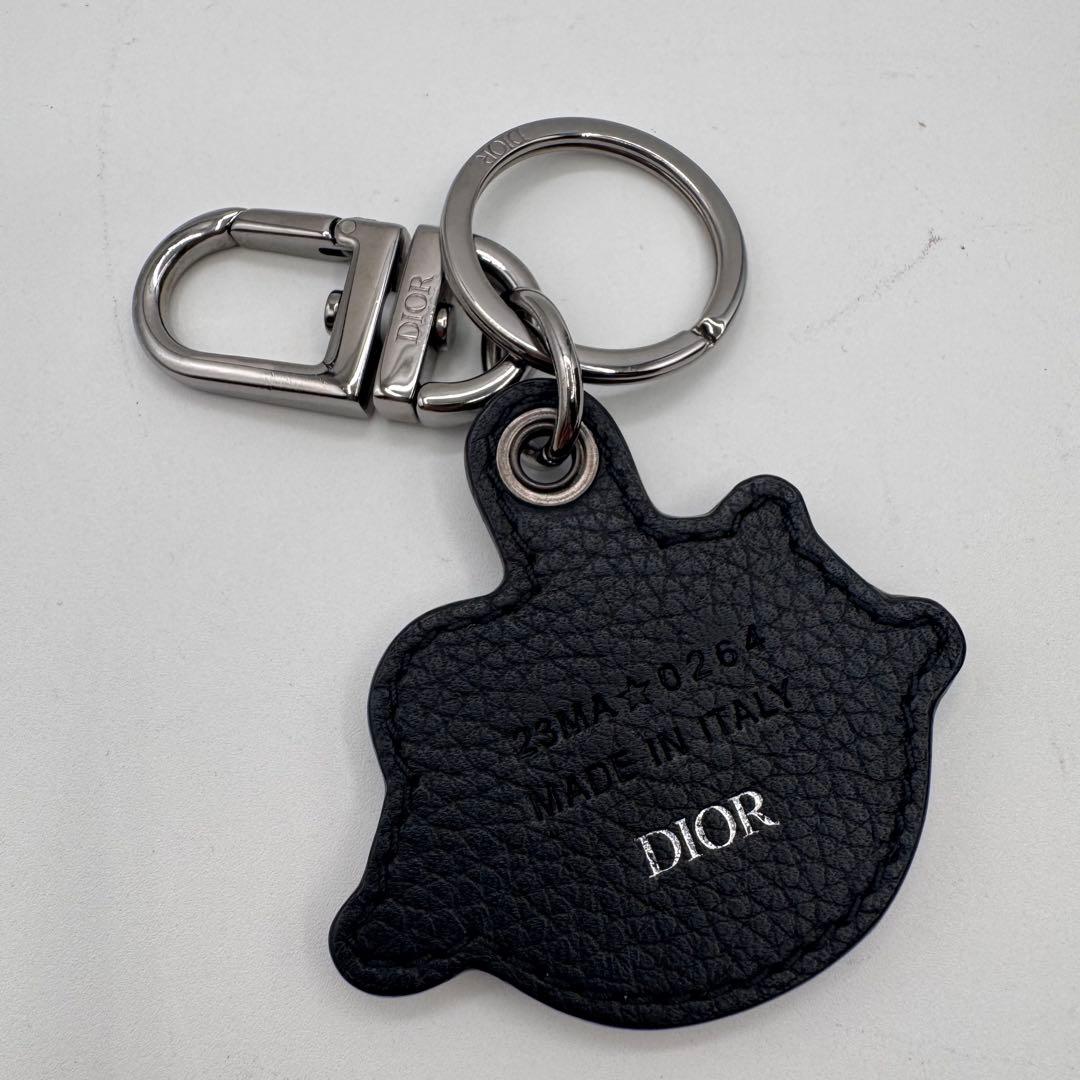 希少 Dior ディオール ロゴ キーリング チャーム 黒 シルバー