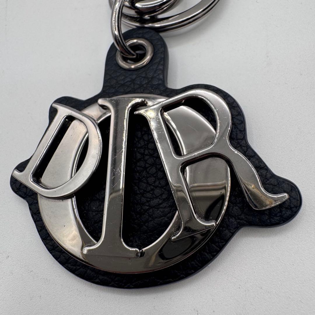 希少 Dior ディオール ロゴ キーリング チャーム 黒 シルバー