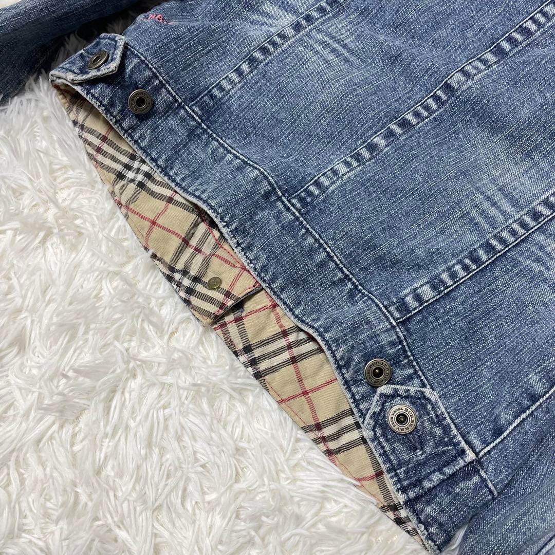 BURBERRY BLUELABEL ノバチェック デニムジャケット 刺繍 40