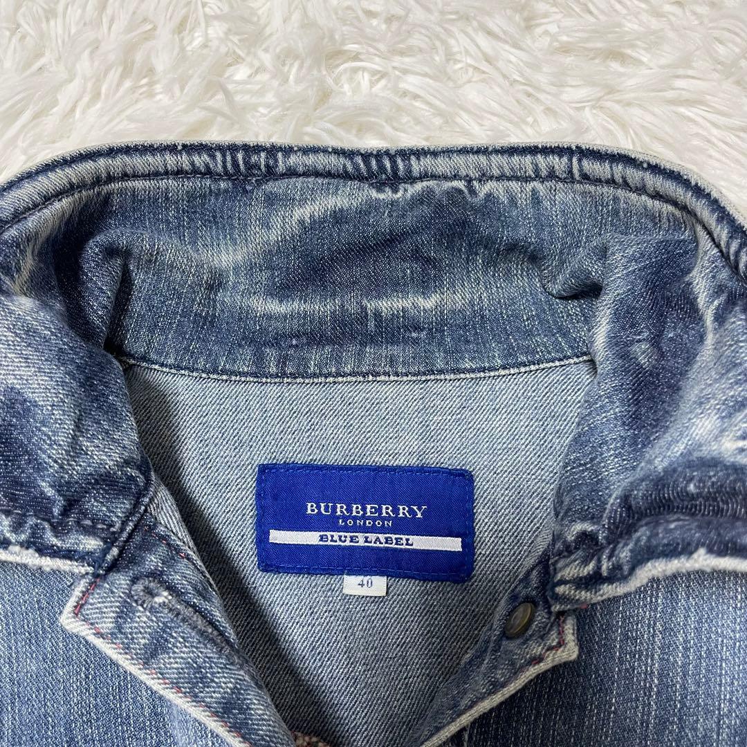BURBERRY BLUELABEL ノバチェック デニムジャケット 刺繍 40