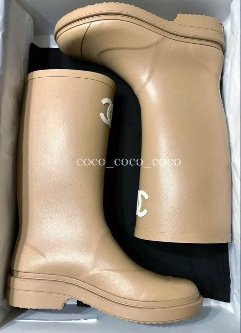 CHANEL レインブーツ 37 ベージュ　 2025/26秋冬モデル