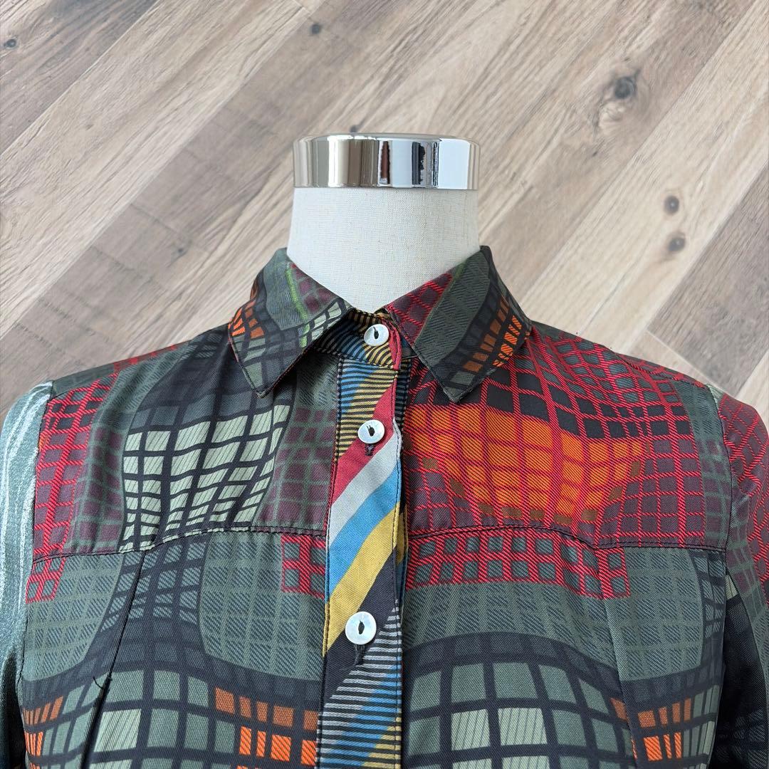 Desigual デシグアル 総柄パターン 襟付き シャツ 長袖 ワンピース