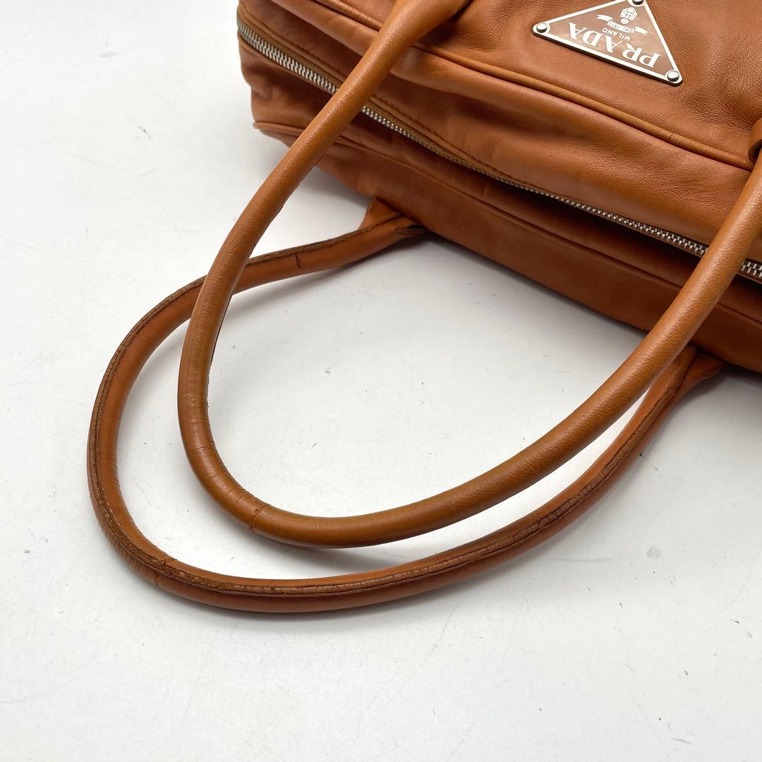 激レア プラダ ハンドバッグ ミニボストン ナッパ レザー オレンジ