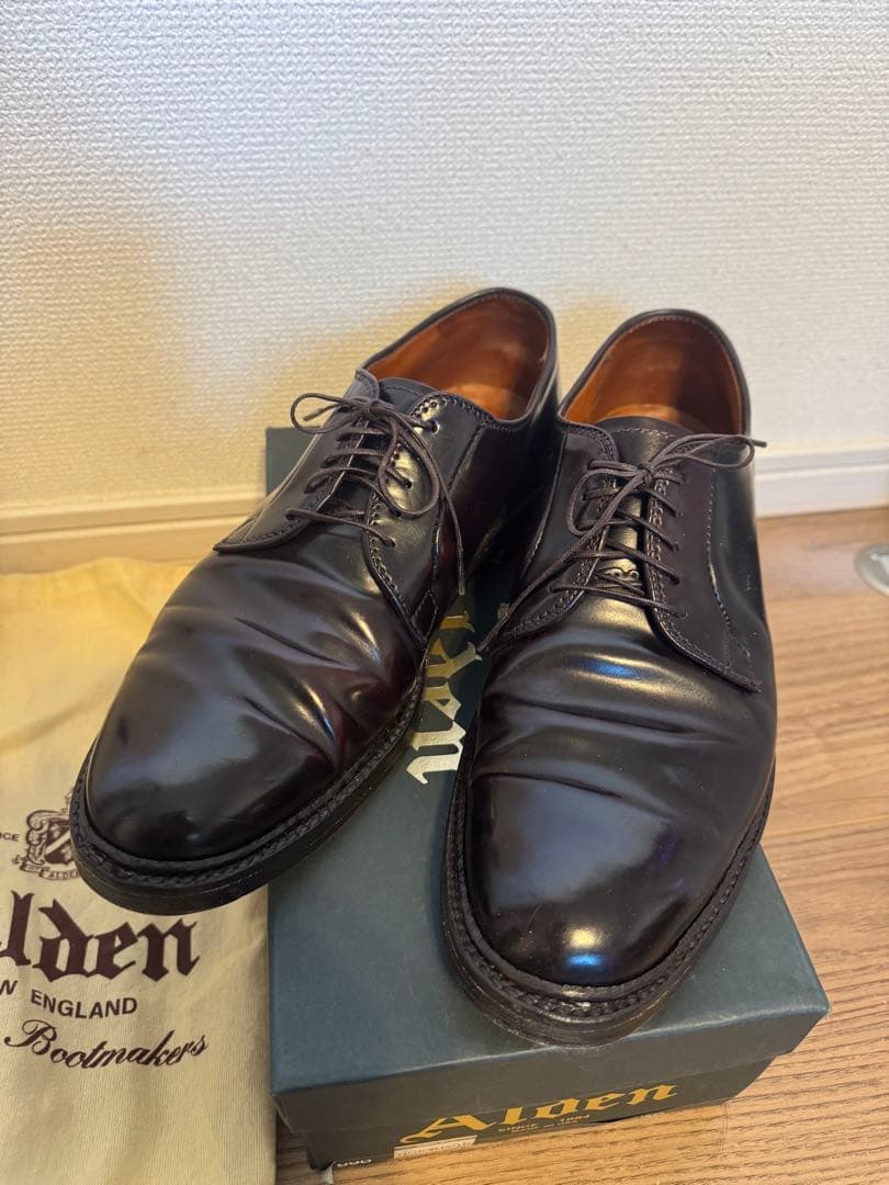 【美品】Alden 990 コードバン 8 1/2D 箱保存袋付き　シューツリー