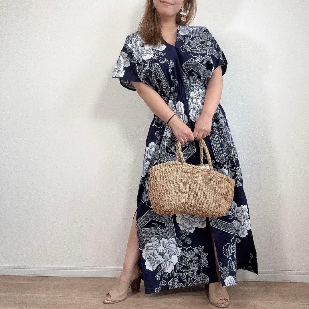 浴衣　リメイク　本染　オリジナル　ワンピhandmade コーマ　古典柄