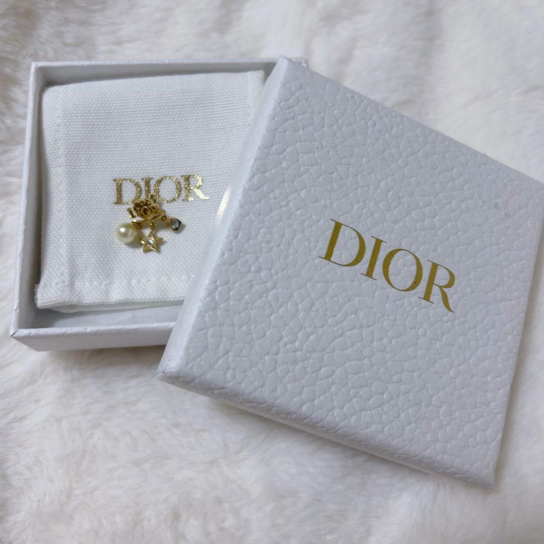 Dior メタル・レジンパール・クリスタル ゴールド ピアス(片耳)