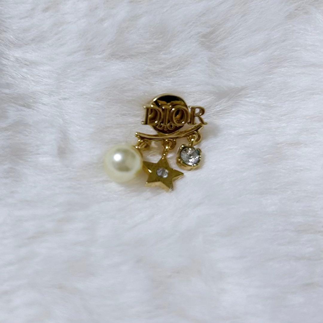 Dior メタル・レジンパール・クリスタル ゴールド ピアス(片耳)
