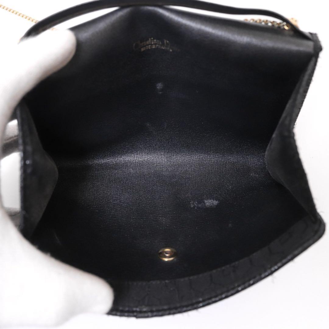 【美品】Dior ディオール ハニカム チェーンショルダー トロッター ブラック