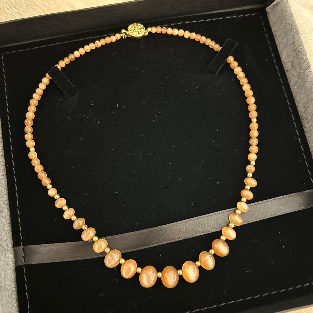 C*n様 天然石　オレンジムーンストーン　ネックレス