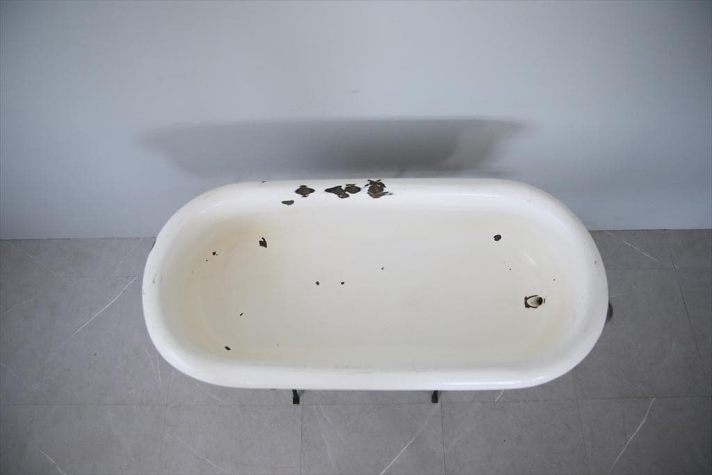 アンティーク琺瑯製ベビーバス/ホーロー/風呂/プランター花器(73-186-11