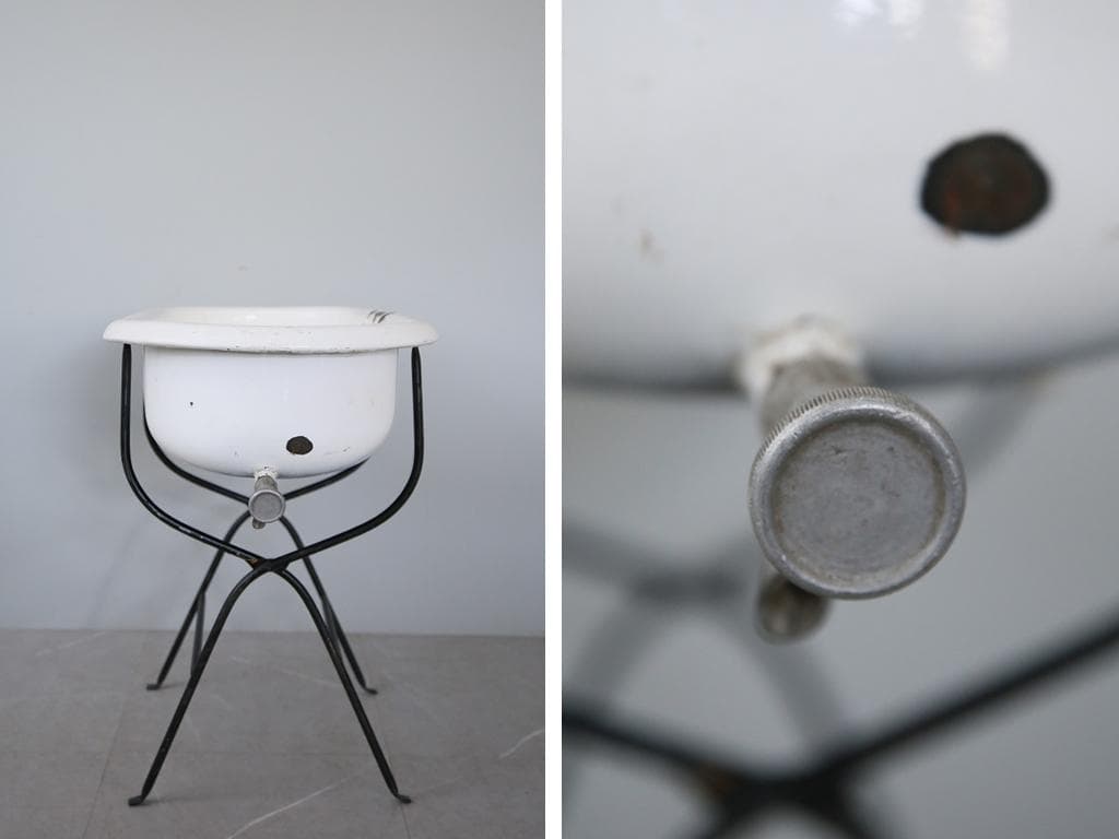 アンティーク琺瑯製ベビーバス/ホーロー/風呂/プランター花器(73-186-11