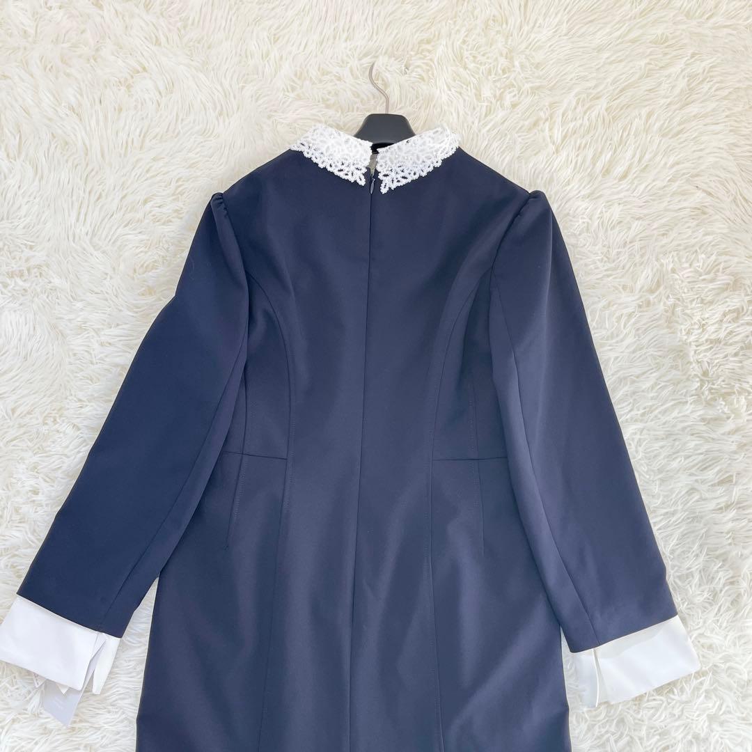 【タグ付】セルフォード エンブロイダリーカラータイトワンピース 刺繍 白襟 38