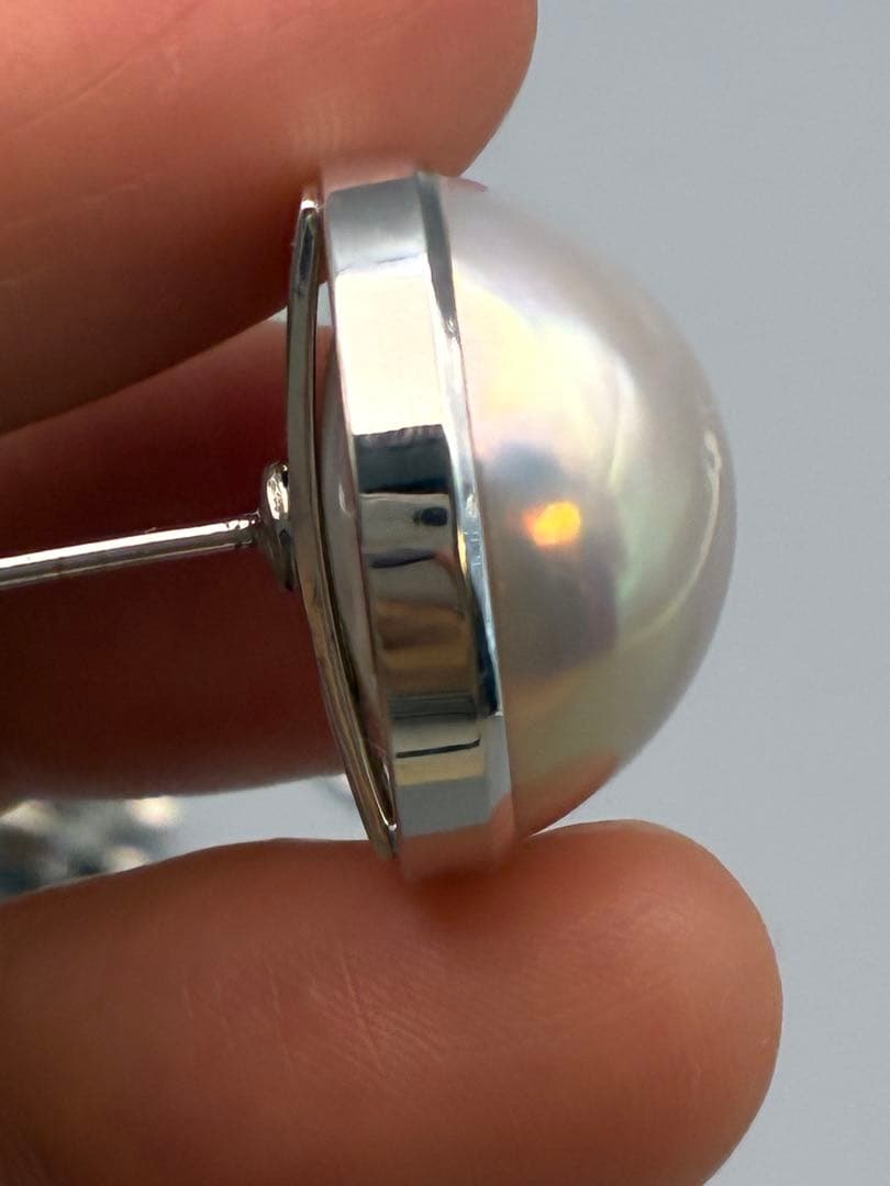 2cm タサキ　本真珠　マベパール　タイタックピン　美品